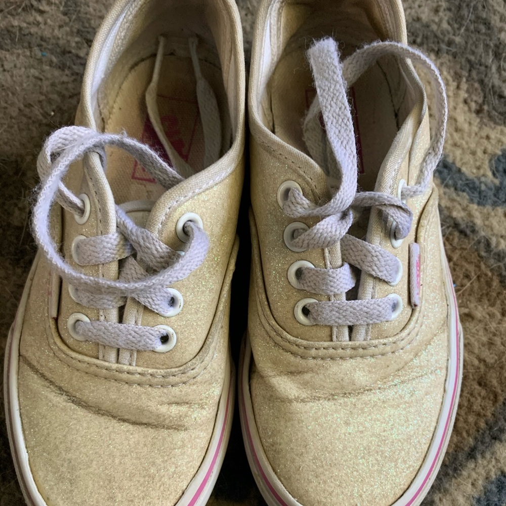 Girls white glitter vans